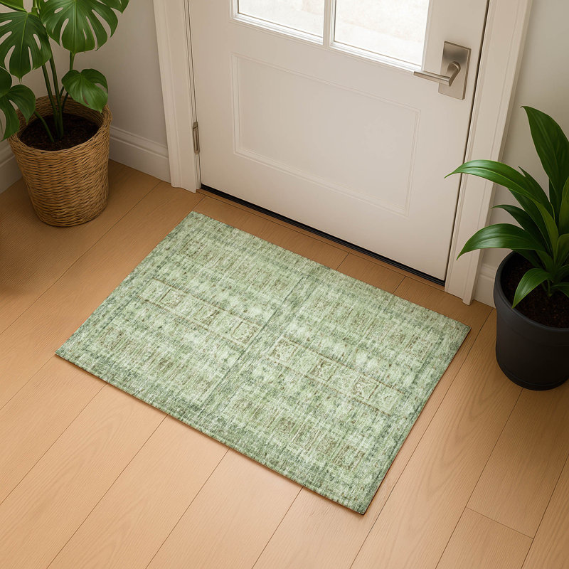Premium Machine Washable Mayfield Striped Rug, 1'8" x 2'6", Sage