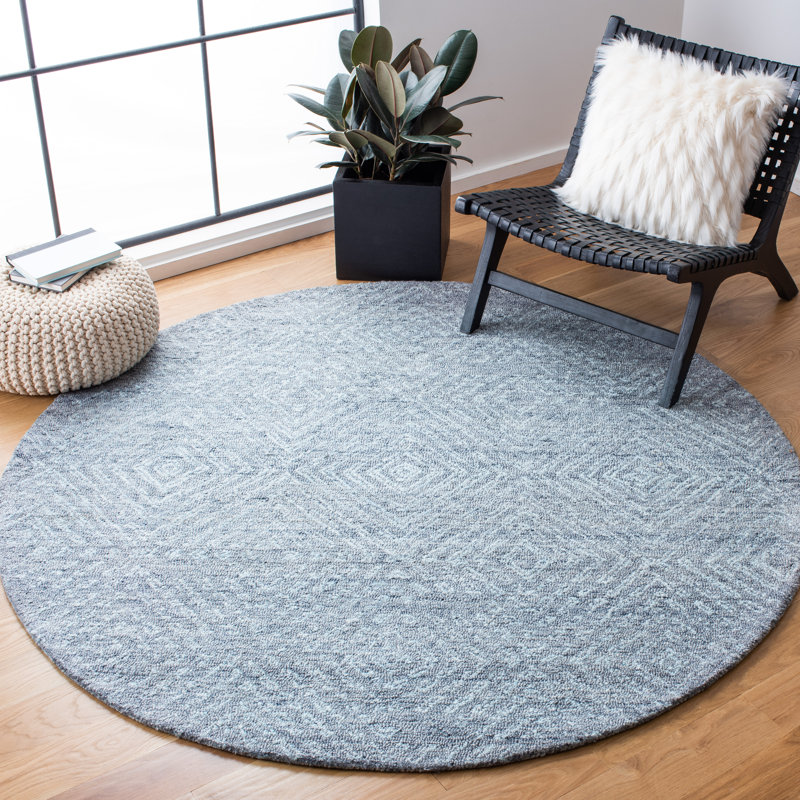 Tapis géométrique abstrait touffeté à la main, Rond 6 pi