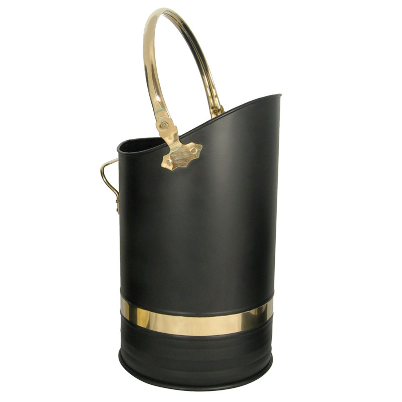 Steel Log Carrier, Black/Brass