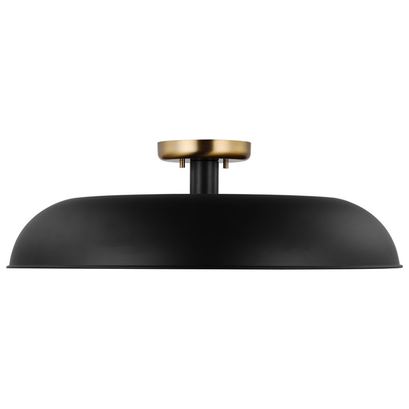 Plafonnier semi-encastré 1 lumière Bethany, Laiton bruni, Noir mat, H 7,63 po x l 24 po x P 24 po
