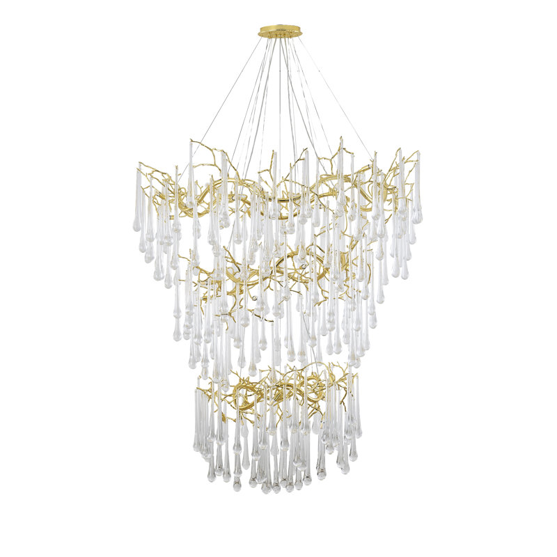 Lustre géométrique unique à 38 lumières