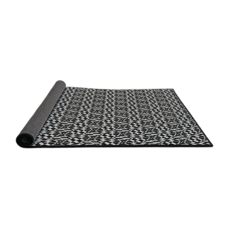 Tapis noir/blanc à motifs, Rond 7 pi