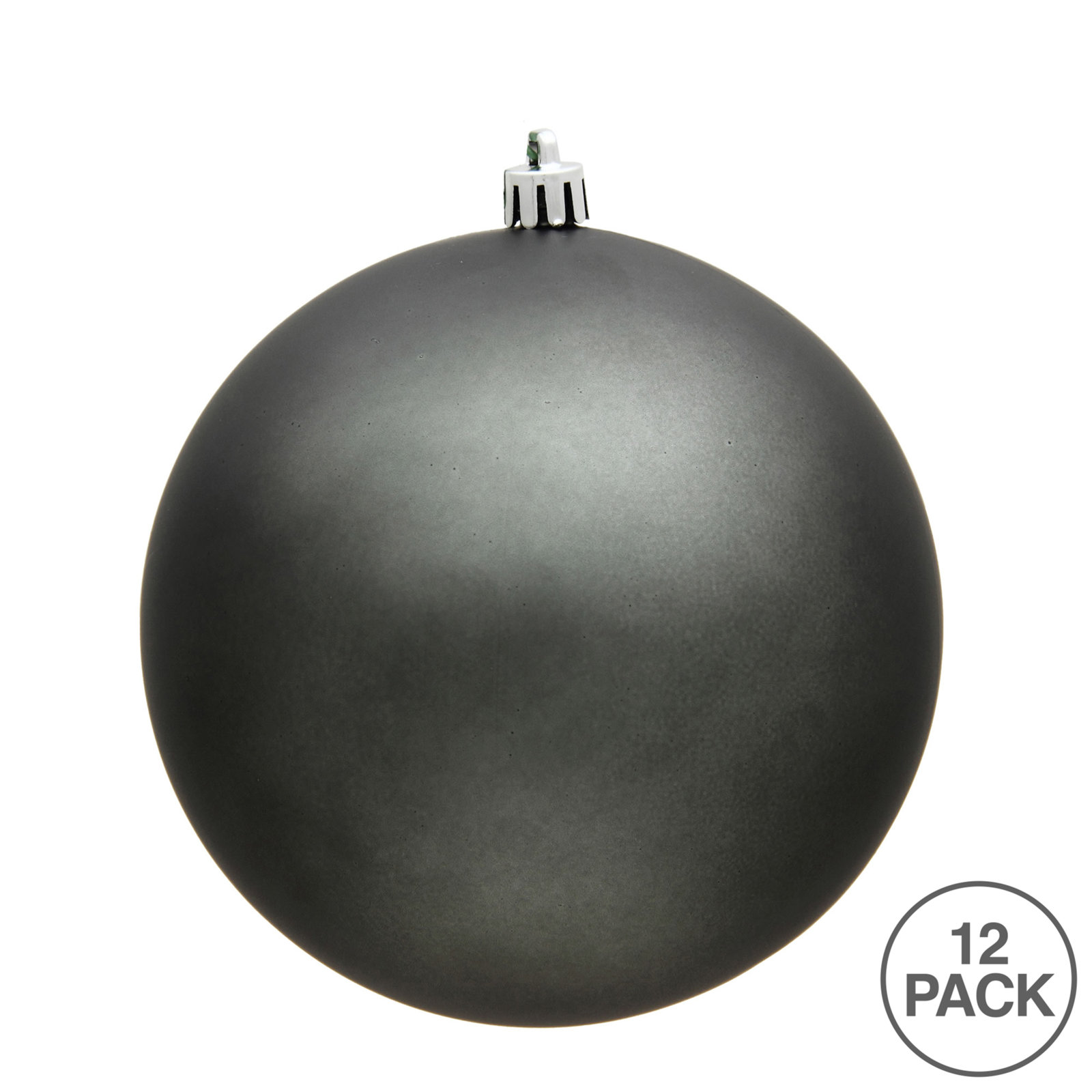 Holiday Décor Ball Ornament, Pewter Matte, 3" H x 3" W x 3" D