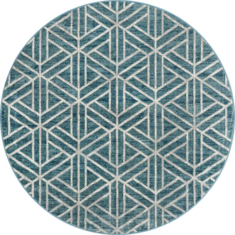 Eshin Abstract Indoor Rug, Round 7'