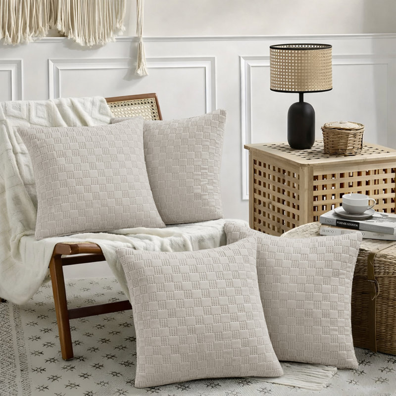 Albelo Square Throw Cushion Pad, Beige
