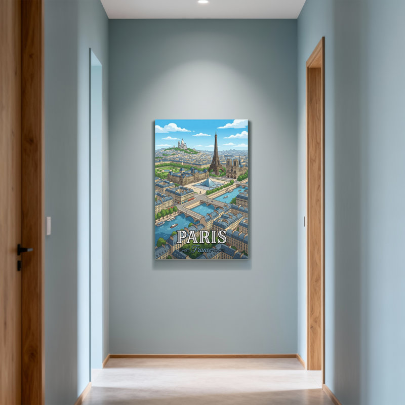 Paysages et paysages urbains Paris avec la Tour Eiffel et la Seine, H 24 po x l 16 po