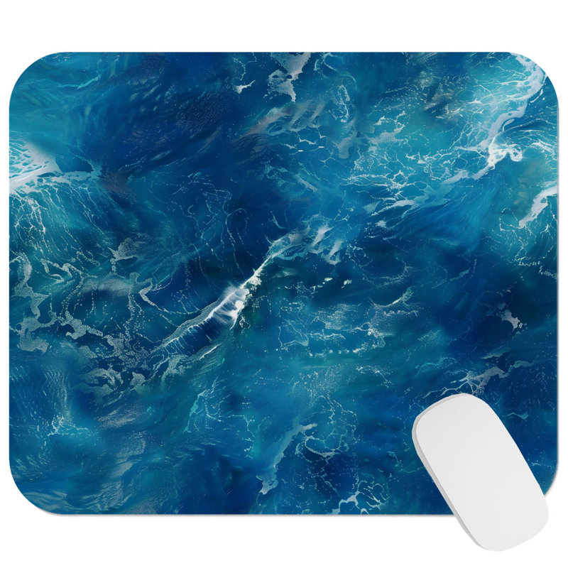 Coastal Ocean Waves Pattern XVI Nautical Gaming Cute Office Laptop Desk Pad Gift Mat Square Rectangle Non-Slip Mousepad