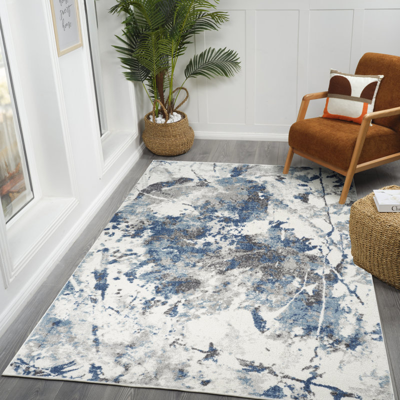 Charolene Abstract Ivory Power-Loom Area Rug, Rectangle 8'10" x 11'9"