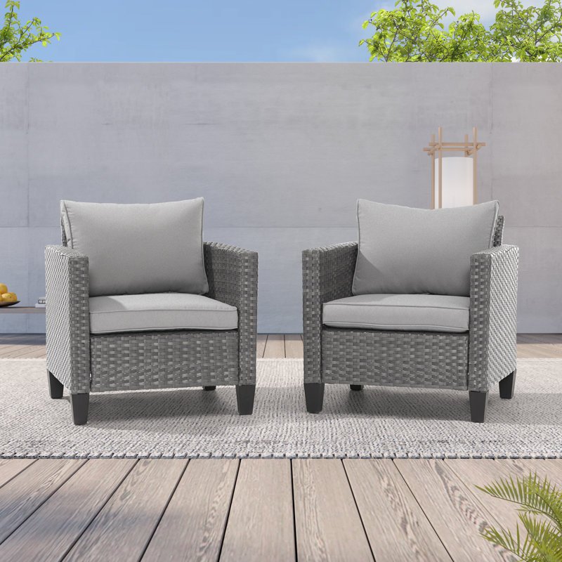 Chaise de patio avec coussins Chamisa, Lin gris