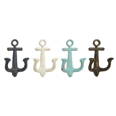 Yurig Metal Single Hanger Anchor Multi Colored Wall Hook Set