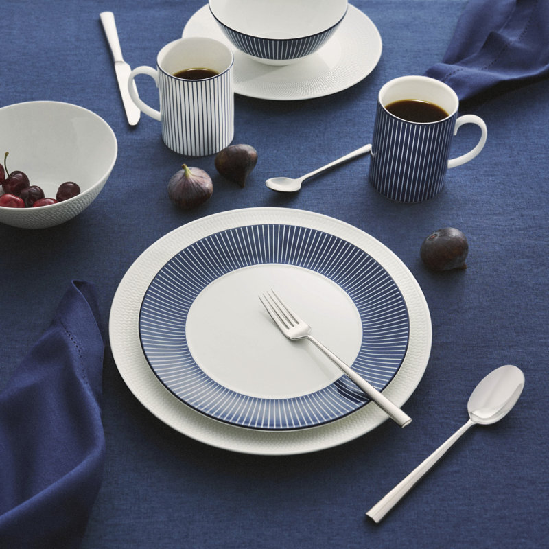 Wedgwood Gio Blue Mug 11.5floz Pinstripe, Dark Blue/White