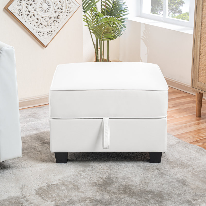 Module de repose-pieds pour canapé modulaire Nahim, Blanc brillant