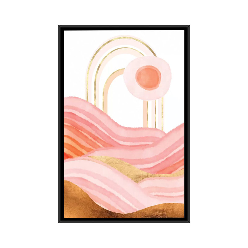 «Late Summer Sunset», reproduction d'impression, H 26 po x l 18 po x 1,5 po, Pas de tapis, Toile avec cadre noir