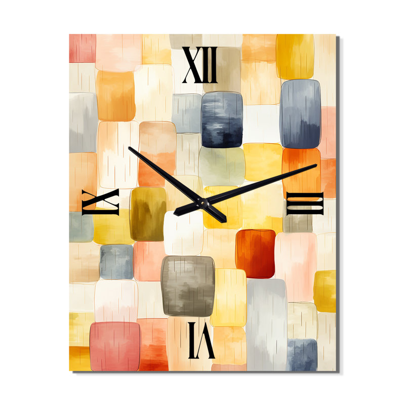 Retro Cubist Abstract Retro Composition - Horloge murale moderne Mid-Century, H 32 po x l 24 po x P 1 po