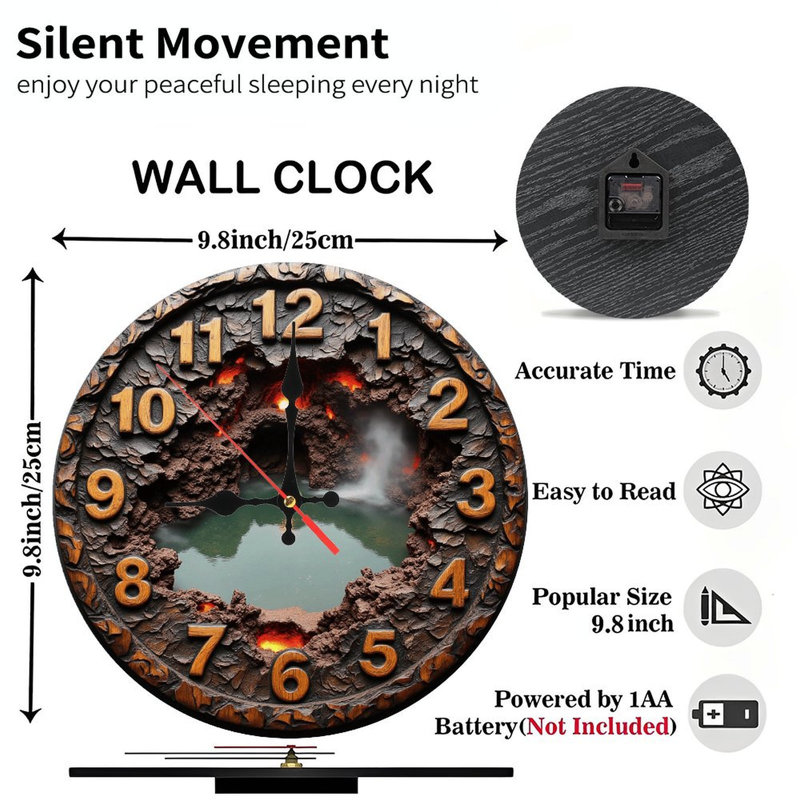 Volcanic Lake Lava Rock Wall Clock