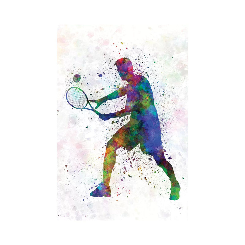 Tennis Player In Silhouette I by Paul Rommer - Wrapped Canvas Painting, 66.04 cm H x 45.72 cm W x 1.91 cm D