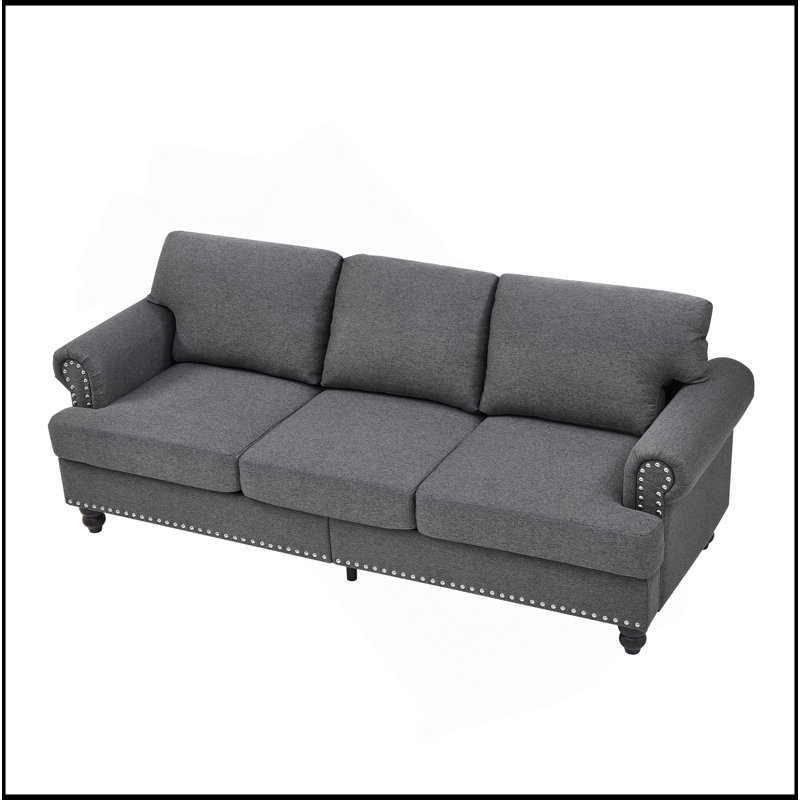 Canapé en tissu rembourré 83 po, Gris