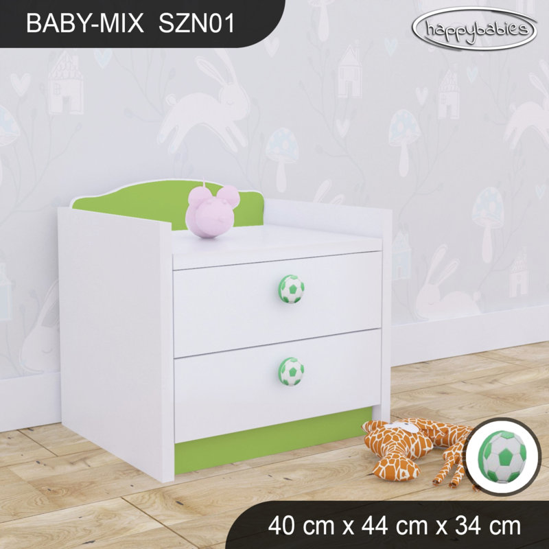 2 Drawer Nightstand, Green/White