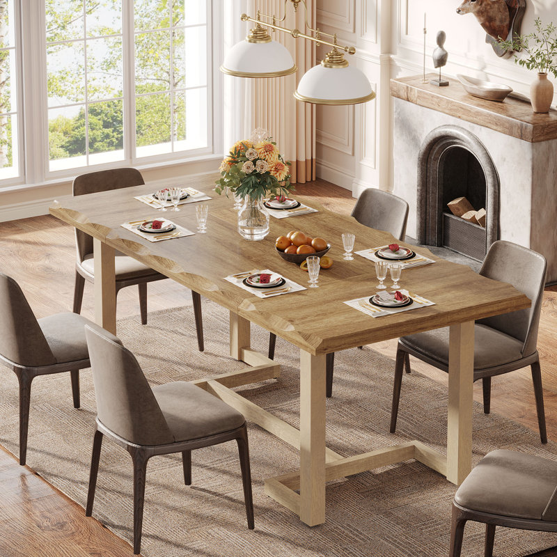 63-Inch Rectangular Wood Dining Table, Natural