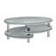Table basse ovale en verre argenté à miroir en cristal à double couche décorative avec pieds en acrylique, ameublement moderne pour espaces de vie compacts