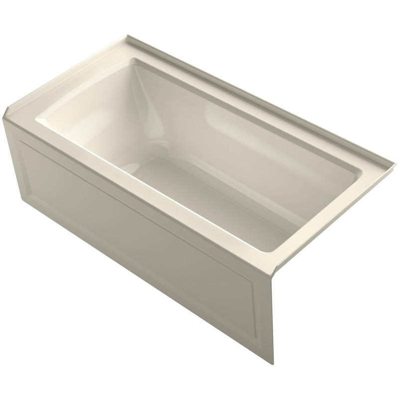 Archer Alcove Bath with Bask Heated Surface, Integral Apron, Tile Flange, Cashmere, Right