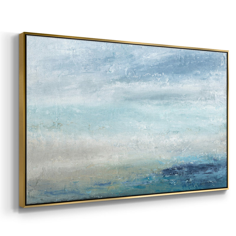«Coming Ashore», peinture sur toile encadrée, H 27 po x l 41 po x P 2 po, Encadrement doré