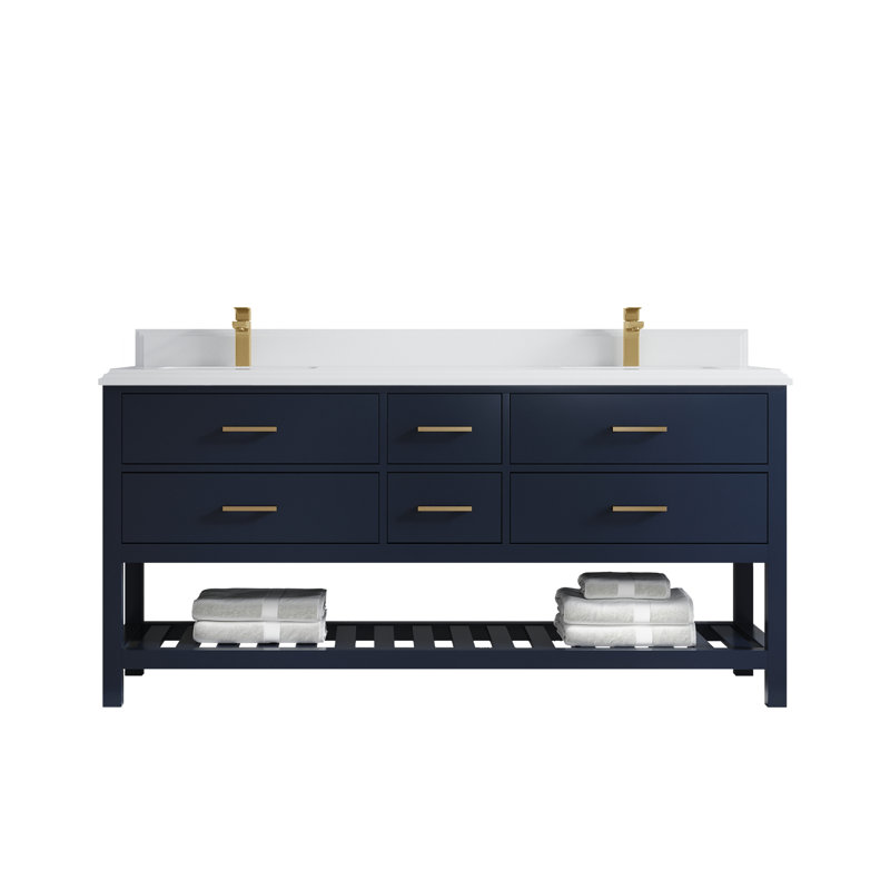 Parker 72'' Double Bathroom Vanity with Top, Edge White