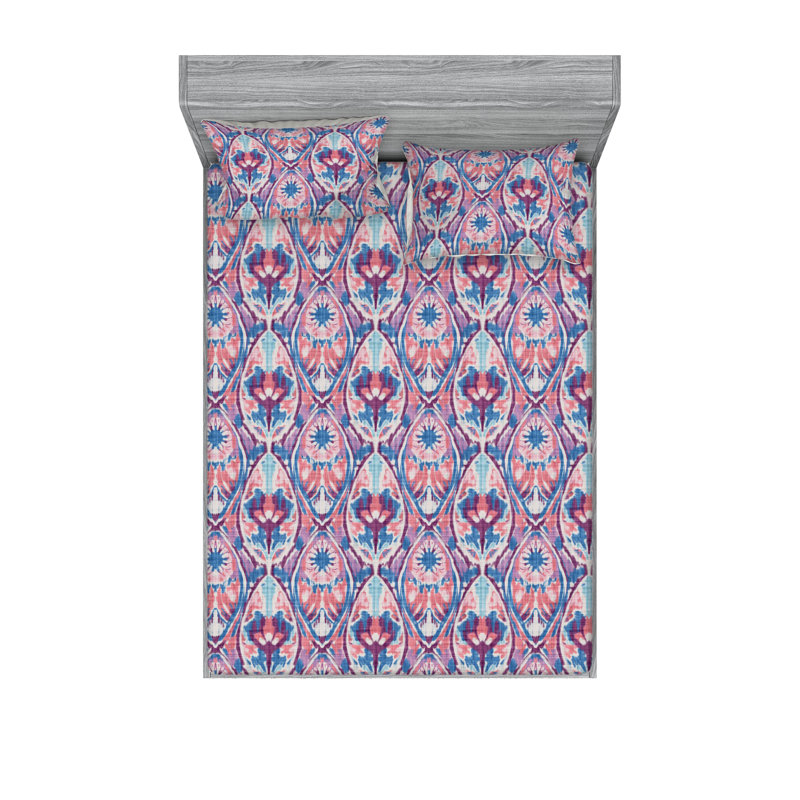 Ensemble de draps et taies décoratives Ambesonne à motif hippie bohémien, Ensemble de draps très grand californien avec 2 t