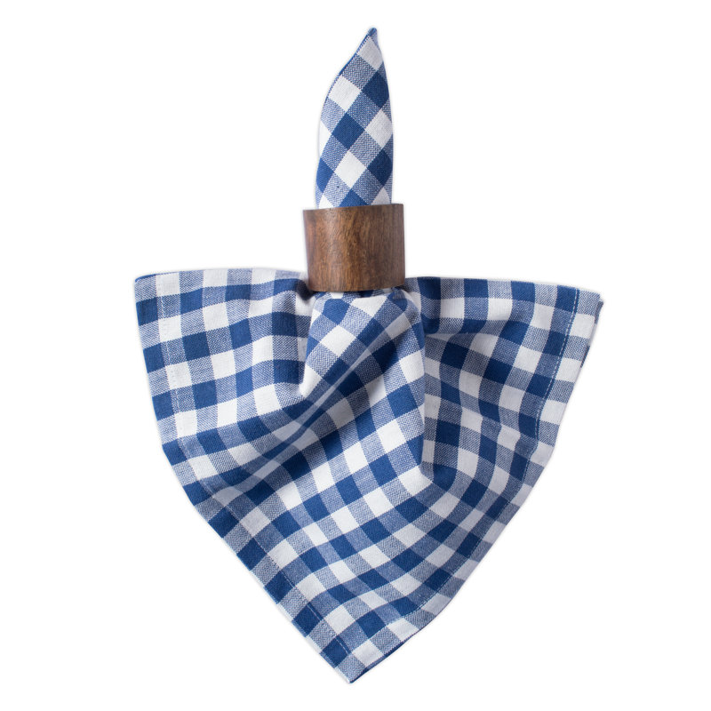 Serviette en coton Devia, Carreau bleu ferme