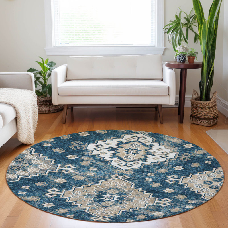  Tapis de porte d'extérieur antidérapant Malchow, Rond 8 pi