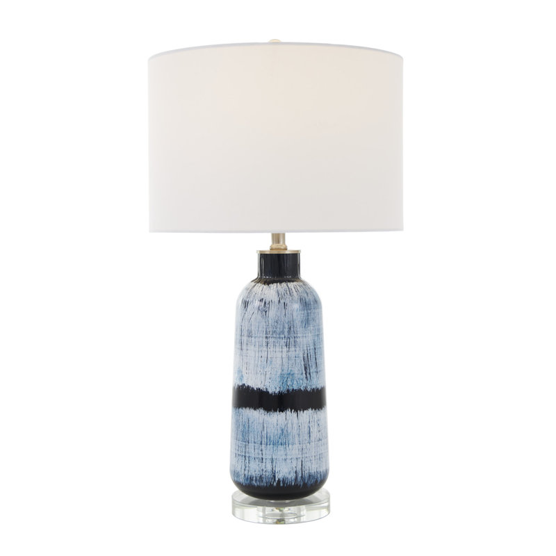 Glass Abstract Brushed Blue Accent Lamp with Glass Base