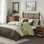 Ensemble d'édredon à rayures brodées Serene Green 7 pièces Cal King