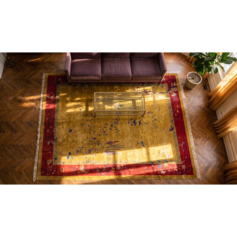 Tapis antique antique, art déco, floral, ivoire, beige, crème, blanc, rouge des années 1920