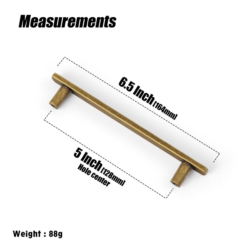 Novelty Irregular Bar Pull Handle Multipack, Antique Brass, 5" 