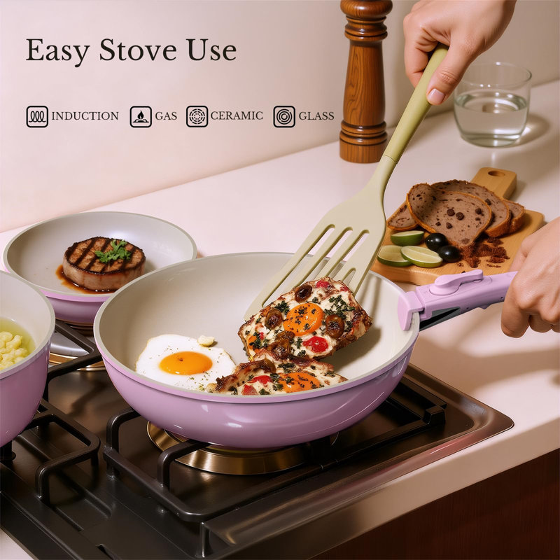 5 - Piece Aluminum Cookware Set, Pink