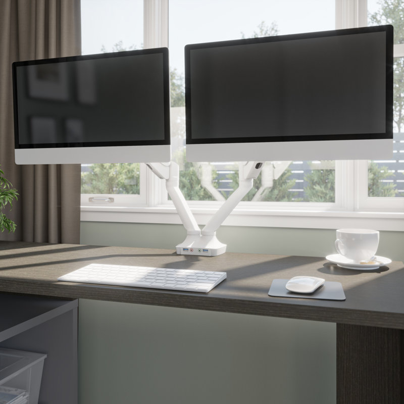Bestar Multi-Screen Desktop Mount, White