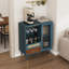 Meuble-bar moderne de 80 cm de large avec porte-verres à vin et tiroir de rangement, bleu-148506514
