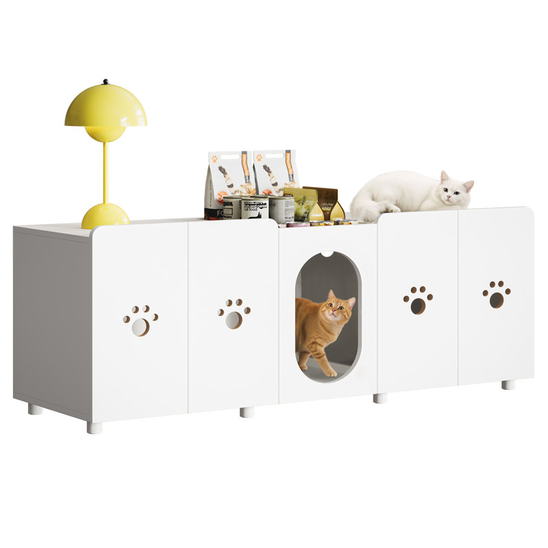 Enceinte de litière pour chat Kikko pour 2 chats, armoire à litière en bois