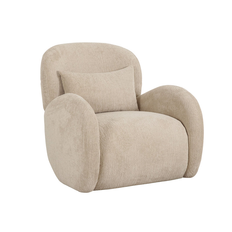 Moderno Beige Accent Chair with Wooden Sphere Base
