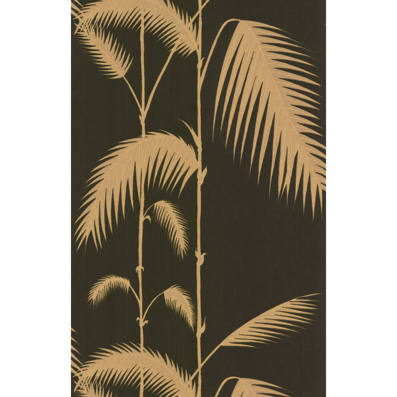 Icons Palm Leaves Floral Wallpaper Roll, Black/Tan