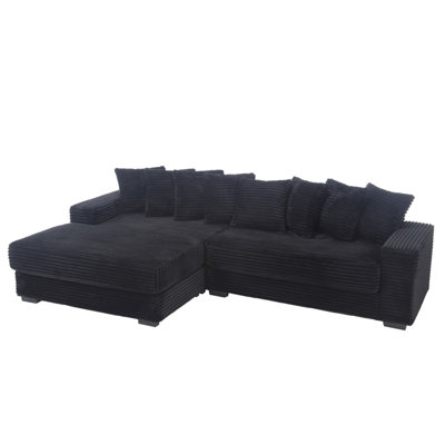 [NEW ARRIVED] [VIDEO PROVIDED] Oversized Two-Piece  Couches,  L Shaped Sofa, Corduroy, Right Chaise Daybed,with Armrests by Latitude Run