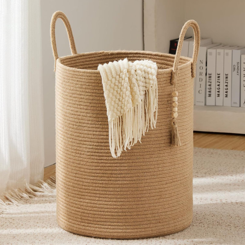 Panier à linge en tissu avec poignées