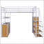 Lit mezzanine double en métal avec escalier de rangement et garde-robe-218500245