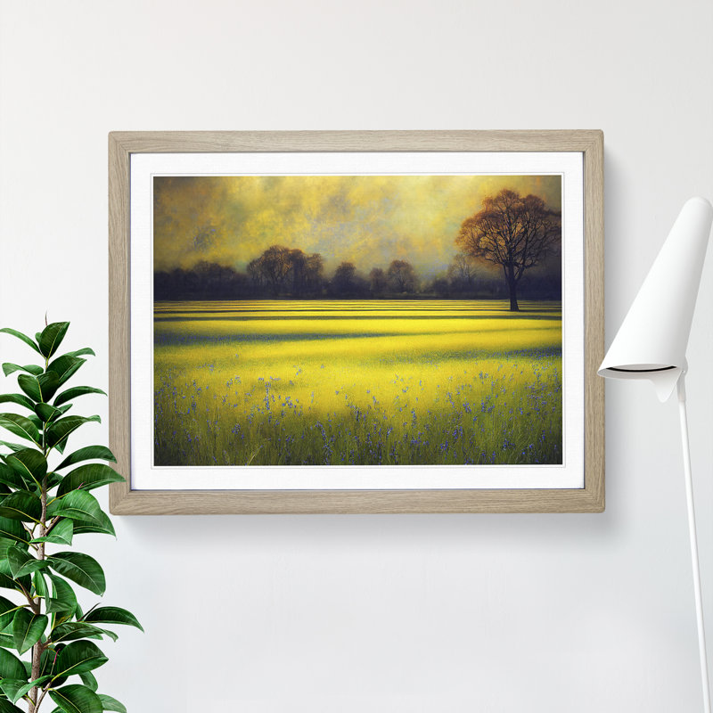 Luscious Bluebell Field 1 Piece Single Picture Frame Wall Art, 25cm H x 34cm W, Grey