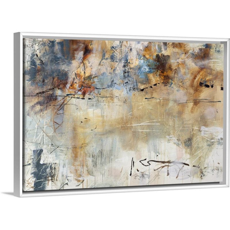 « journal rosé », peinture sur toile, H 25,7 po x l 37,7 po x P 1,75 po, Cadre flottant blanc