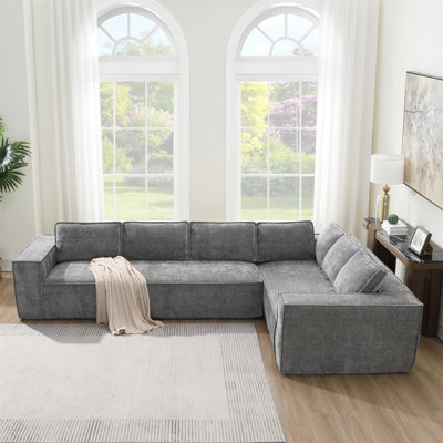 129.5" Minimalist Style Modular Sectional Sofa,6 Seat Wrinkle-Resistant Chenille Couch Set,2 PC Free Combination,Modern L-Shaped Cloud Sofa Set For Living Room,No Assembly Require,3 Colors