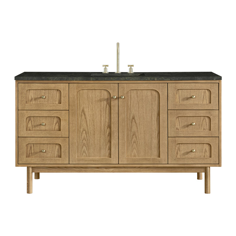 Laurent 60" Single Vanity, Widespread, Phantome Eclos, Light Natural Oak