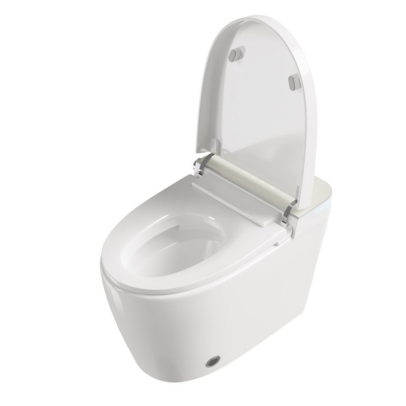 Toilette allongée intelligente Piedmont avec fonction bidet sans réservoir, siège chauffant, chasse automatique sans contact, siège à fermeture en douceur, veilleuse et mode économique (télécommande incluse)