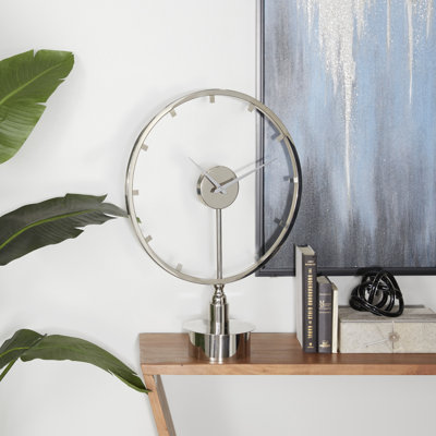 Modern Analog Stainless Steel Mechanical Tabletop Clock
