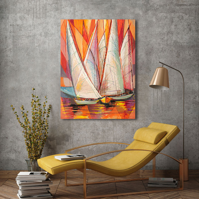 Sails At Dawn by Luigi Florio - Wrapped Canvas Painting, 100cm H x 70cm W x 4cm D